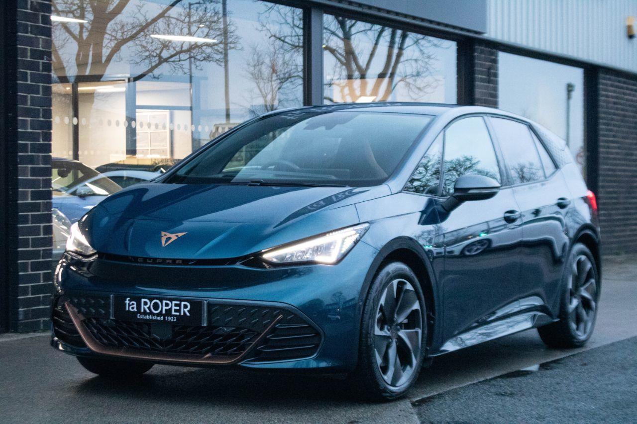 Cupra Born 0.0 V2 e-Boost V2 77kWh Auto 230ps Hatchback Electric Aurora Blue MetallicCupra Born 0.0 V2 e-Boost V2 77kWh Auto 230ps Hatchback Electric Aurora Blue Metallic at fa Roper Ltd Bradford