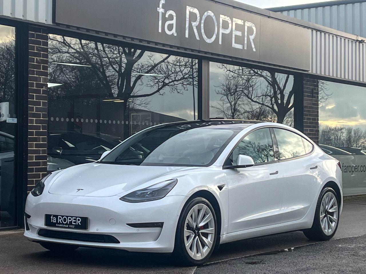 Tesla Model 3 0.0 Long Range Dual Motor All-Wheel Drive Auto Saloon Electric Pearl White Multi CoatTesla Model 3 0.0 Long Range Dual Motor All-Wheel Drive Auto Saloon Electric Pearl White Multi Coat at fa Roper Ltd Bradford